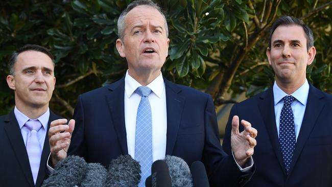 Federal Labor candidate for Forde Des Hardman, with Federal Opposition Leader Bill Shorten and Federal Shadow Finance Minister Jim Chalmers on a visit to Logan Hospital.