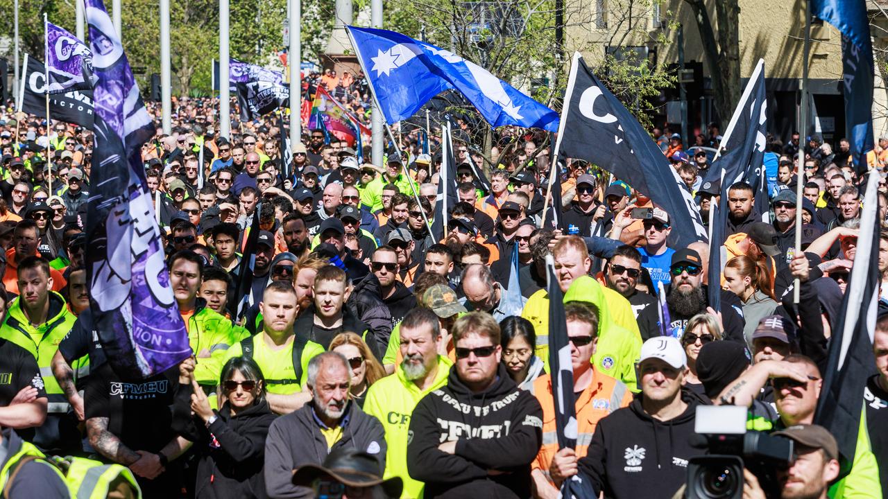 ‘F**k Albo’: CFMEU rally turns feral