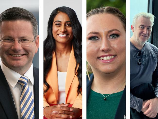 (L-R) Liberal MP Mark Coure, Labour candidate Ashvini Ambihaipahar, The Greens candidate Taylor Vandijk, and Sustainable Party Australia candidate Glenn Hunt in NSW 2023 election. Picture: Supplied