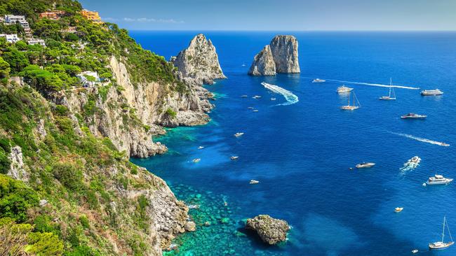 Faraglioni cliffs on Capri, Italy.