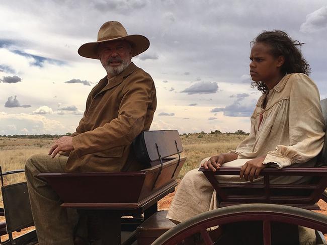 Sam Neill as landowner Fred Smith with Shanika Cole as Lucy in a scene from Australian film Sweet Country