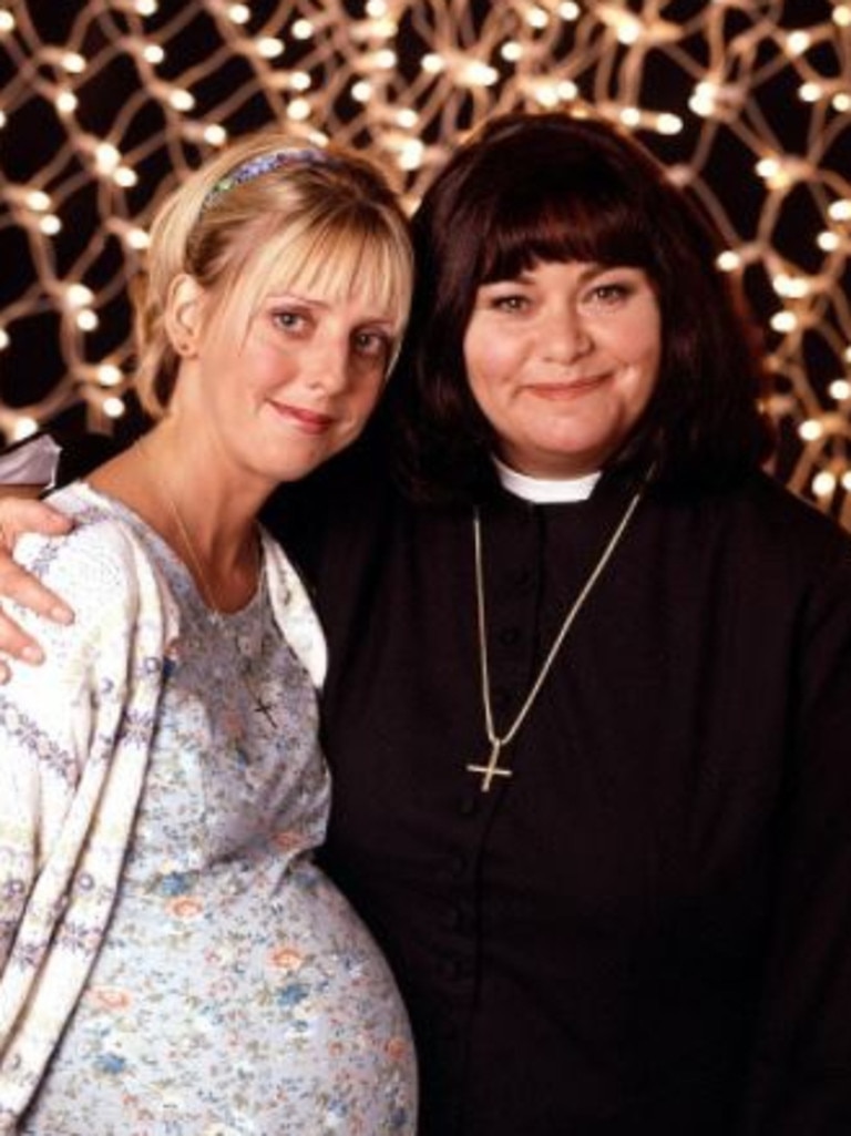 The actress, right, in The Victor of Dibley.