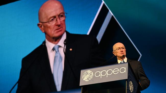 ‘Inflation is still way too high,’ former RBA governor Glenn Stevens said at the APPEA conference in Adelaide on Tuesday. Picture: NCA NewsWire / Naomi Jellicoe