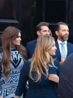 Kimberly Guilfoyle with Holly Valance and Donald Trump Jr leaving a Trump Fundraiser in London. Picture: X