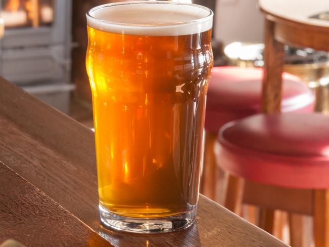 A view from behind an typical English pub bar