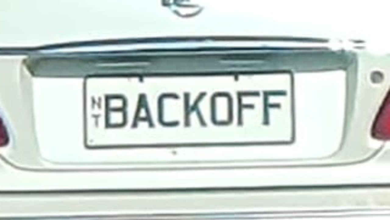 NT funny number plate, BACKOFF. Picture: Facebook / Tony Travers