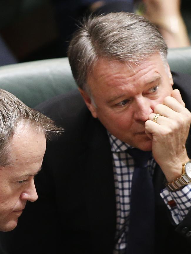 Bill Shorten talks to Joel Fitzgibbon.