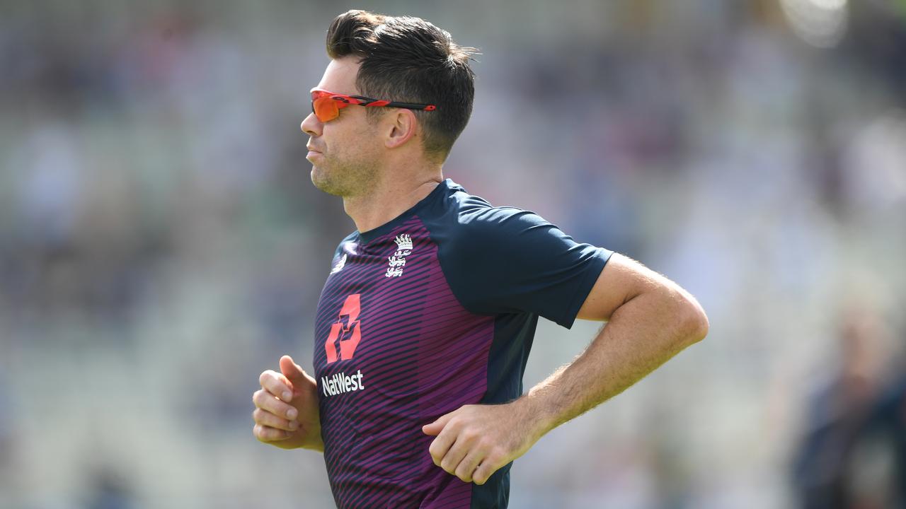 James Anderson goes through a fitness test during the first Ashes Test.