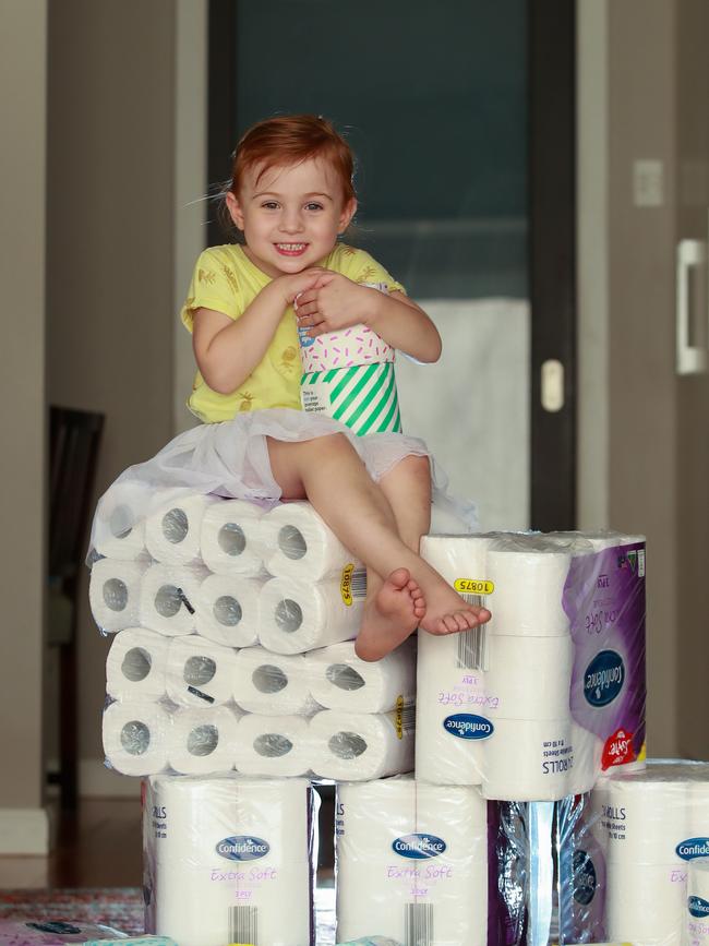 Nika Farinola, 3, at home in Five Dock. Picture: Justin Lloyd