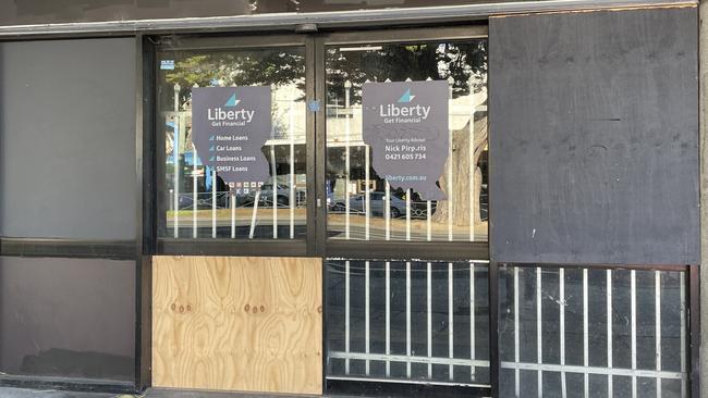 Abandoned shop fronts on the Nepean Highway are now fair game for squatters and vandals. Picture: Lucy Callander