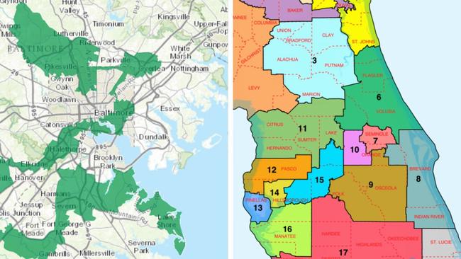 Examples of gerrymander US congressional districts