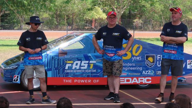 Flinders University team members giving a presentation to the students at Palmerston CC,  Monday, October 16, 2023. Picture: Darcy Jennings.