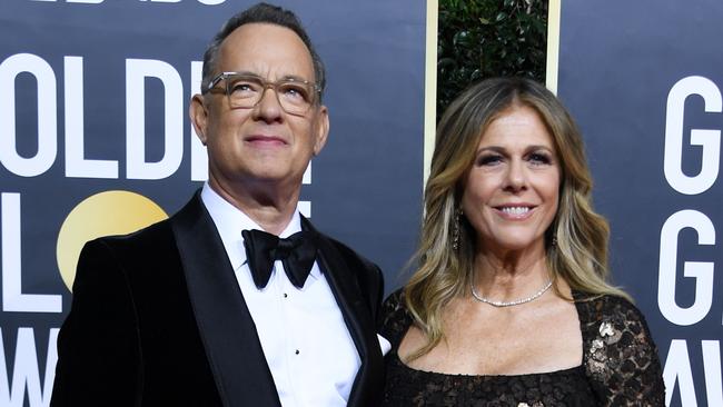 Tom Hanks and wife Rita Wilson at the Golden Globes this month. Picture: AFP