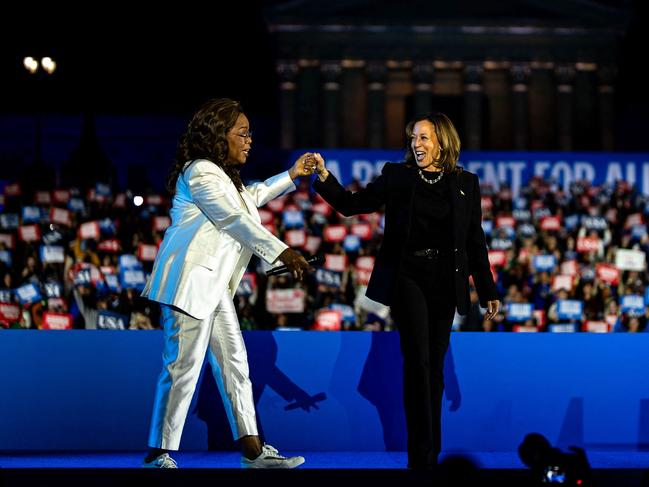 A day ahead of the election day, Kamala Harris campaigned with Oprah Winfrey. Picture: Getty Images