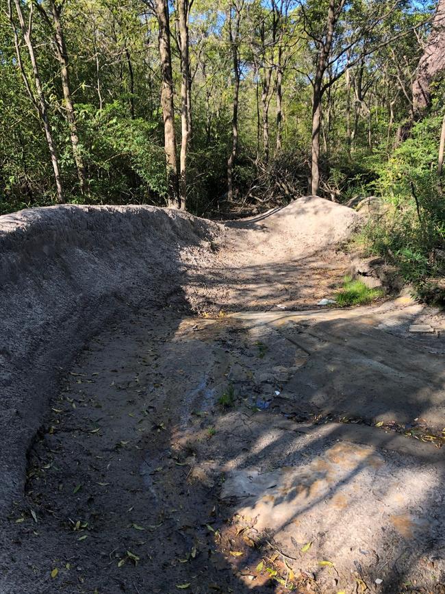 Unauthorised BMX bike jumps and trails have been created at Seaforth using power tools and heavy machinery. Picture: Supplied.