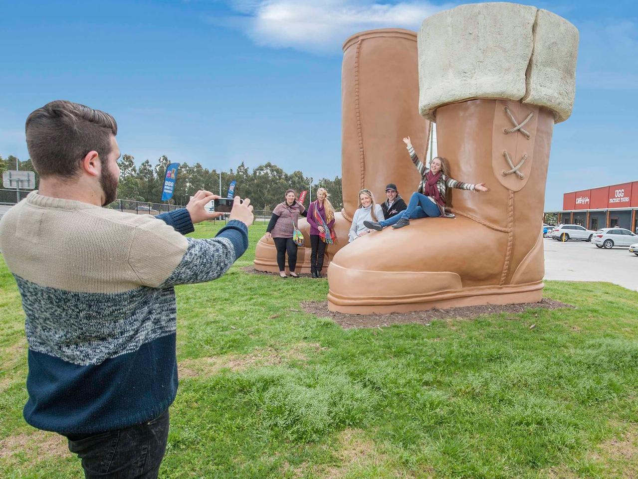 SUNDAY ESCAPE. GREAT AUSSIE DETOUR. The Big Ugg Boots, Thornton, NSW. Picture: Mortels Sheepskin Factory