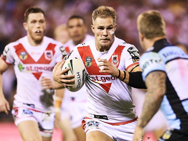 Jack de Belin playing for the Dragons in April 2018. Picture: Brett Hemmings/Getty Images