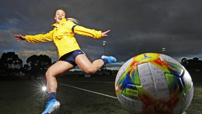 Former young Matildas representatives Aimee Medwin is excited the FIFA Women's World Cup is coming to Australia and New Zealand in 2023. Liverpool Council wants to host teams and training matches. Picture: Zak Simmonds