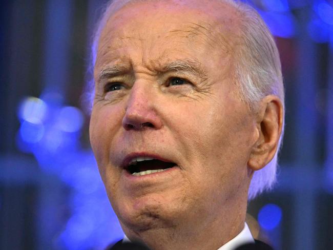 US President Joe Biden speaks during a Hanukkah holiday reception in the East Room of the White House on December 16, 2024, in Washington, DC. (Photo by Jim WATSON / AFP)