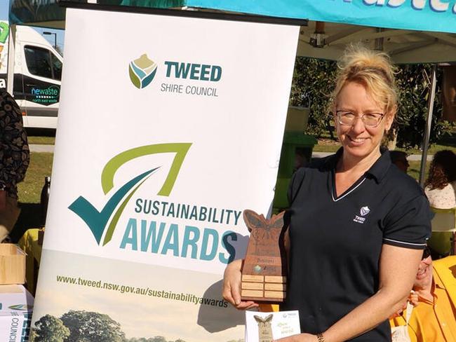 Sustainability Program Leader Debbie Firestone promoting the Sustainability Awards at the World Environment Day Festival 2021 in Murwillumbah.