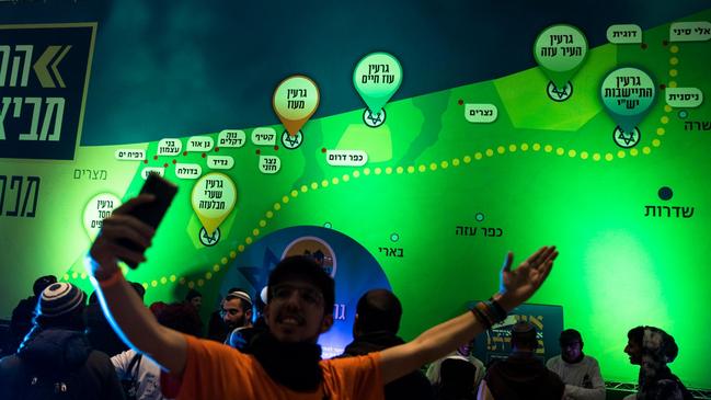 A huge map of Gaza loomed over attendees at the event. Picture: Getty Images/WSJ