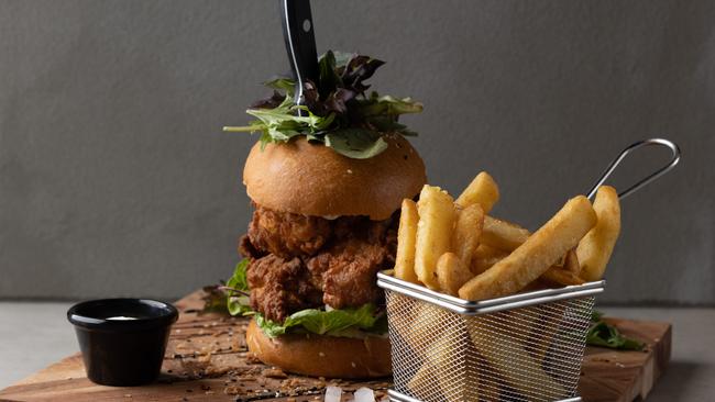 The fried chicken burger. Picture: David Kelly