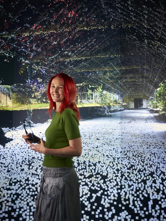 Professor Jill Bennett stands in an immersive mood experiment. Picture: Nick Cubbin