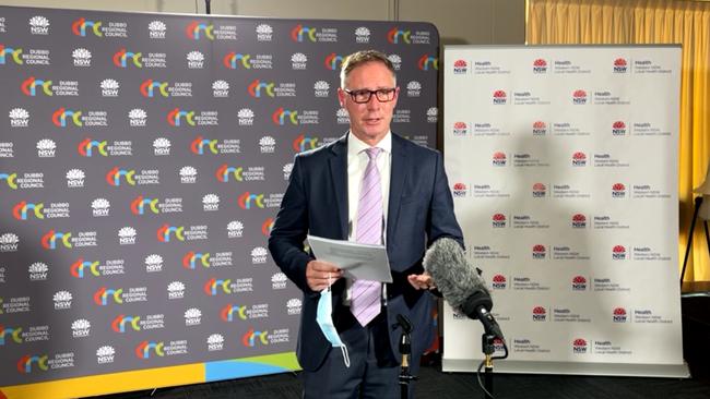 Scott McLachlan, Western NSW Local Health District Chief Executive, addresses the media about the Covid outbreak on August 23, 2021. Picture: Facebook