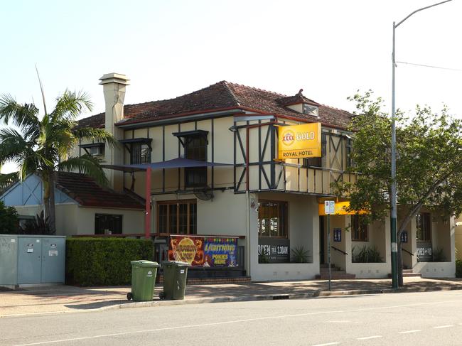 The Royal Hotel Beenleigh where a disgruntled 25-year-old punter doused the gaming room in petrol and set it alight. Photographer: Liam Kidston.