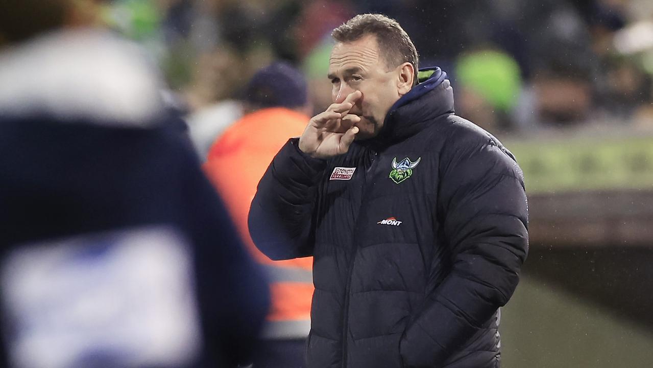 Raiders coach Ricky Stuart has been suspended for a week by the NRL. Picture: Mark Evans/Getty Images