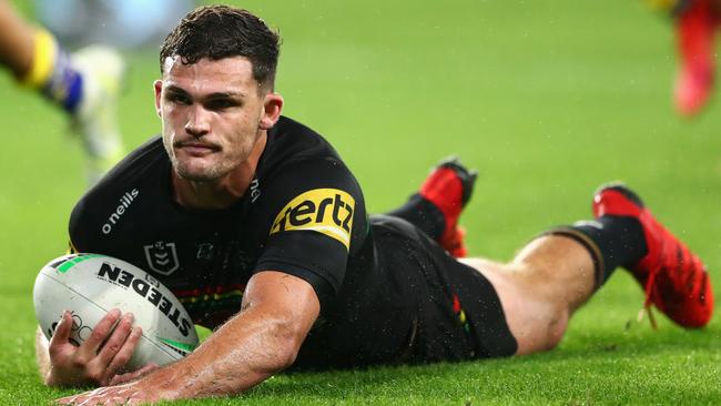 Nathan Cleary scores for the Panthers. Picture: Getty Images