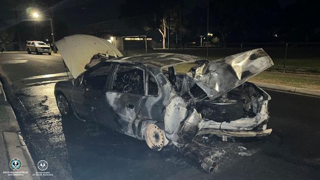 Witnesses saw the driver of the car run away as the fire took hold. Picture: SA Police