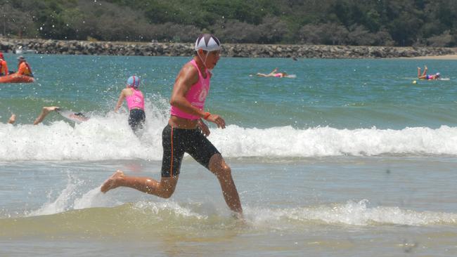 Action from the Queensland Youth Surf Life Saving Championships on February 17.