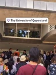 The rally forced a lockdown on university grounds.