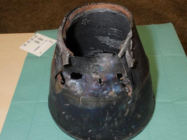 The exhaust of a BUK Missile which was discovered at the MH17 crash site. Picture: Joint Investigations Team report.