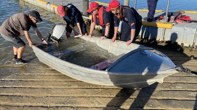 Two people rescued off Hawley Beach after boat capsized. Picture: Tasmania Police Media