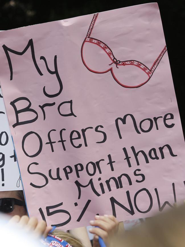 Many nurses carried placards calling for change. Picture: NewsWire / John Appleyard