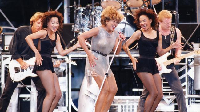 Tina Turner performing at the Australian Grand Prix concert in Adelaide in 1993.