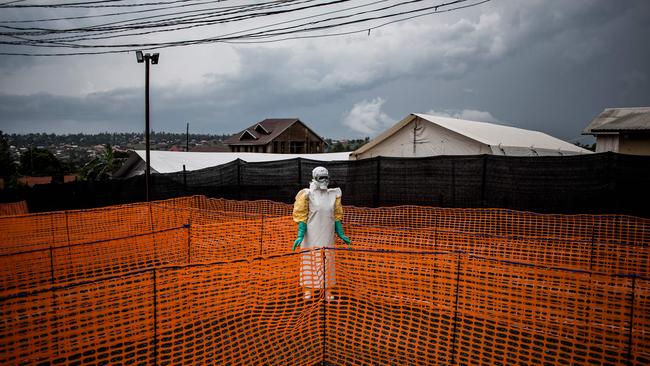 A health worker waits to handle an Ebola patient at a Doctors Without Borders-supported Ebola treatment centre in the Democratic Republic of Congo in 2019. Picture: John Wessels/AFP