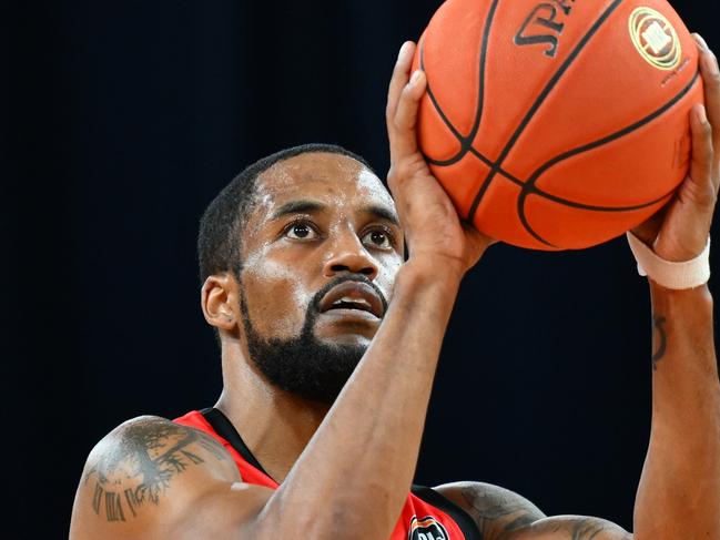 BRISBANE, AUSTRALIA - JANUARY 15: Bryce Cotton of the Wildcats shoots during the round 16 NBL match between Brisbane Bullets and Perth Wildcats at Brisbane Entertainment Centre, on January 15, 2025, in Brisbane, Australia. (Photo by Matt Roberts/Getty Images)