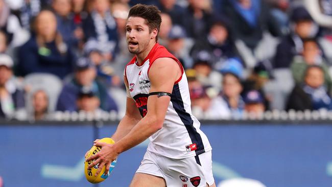 Jesse Hogan in action for Melbourne. Picture: Michael Klein