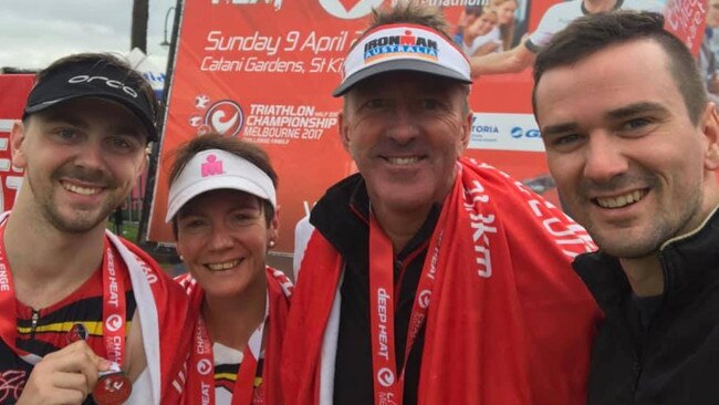 The Prestney family at the 2017 Challenge Melbourne triathlon.