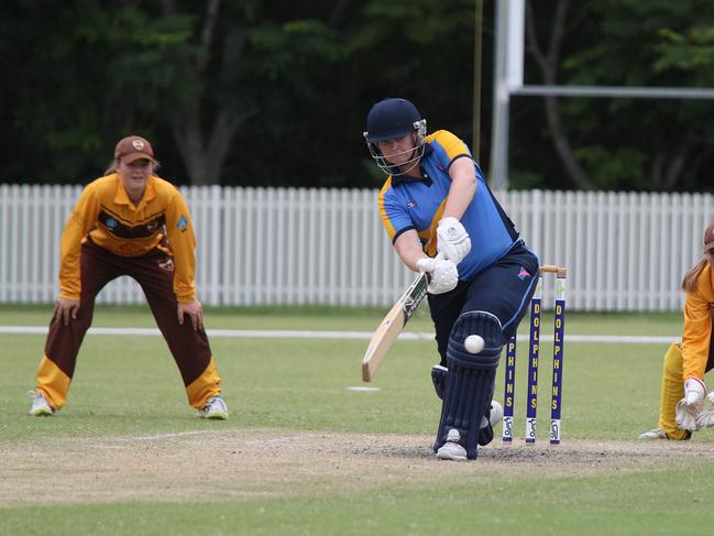 Katherine Raymont Shield women's cricket - Gold Coast Dolphins vs. Ipswich-Logan at Bill Pippen Oval, Robina. Dolphins batswoman Belinda McDougal. Pic Mike Batterham