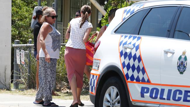 Scenes outside Helensvale Primary School after it went into lockdown. Photograph: Jason O'Brien