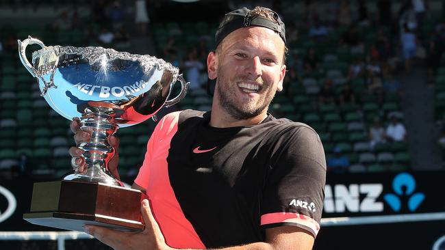 Dylan Alcott is all smiles after winning the Australian Open. Picture: Michael Klein