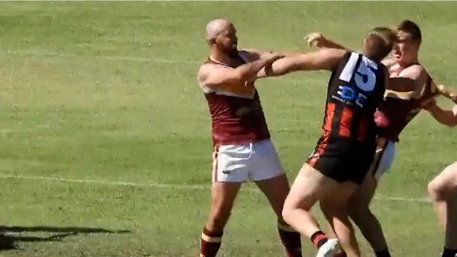 The king hit during Meningie v Jervois at the River Murray Football League.