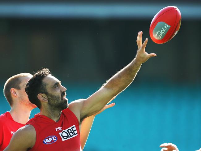 A favourite of AFL crowds generally ... Adam Goodes at Sydney Swans training at the SCG. Picture: Phil Hillyard