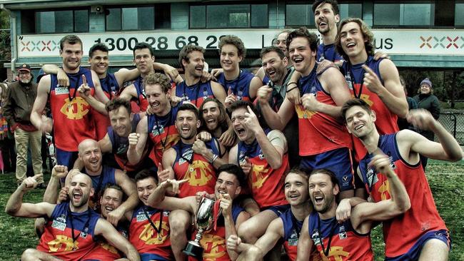 Fitzroy celebrates its VAFA Premier C premiership in 2018. Picture: Phyllis Quealy