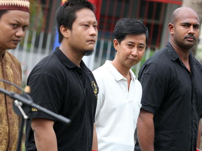 Myuran Sukumaran (far right) with some other inmates in Kerobokan jail.