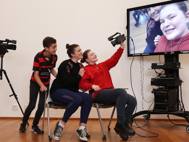 Aydin, Amber and Lexie trying out their new skills. Picture: Sam Ruttyn